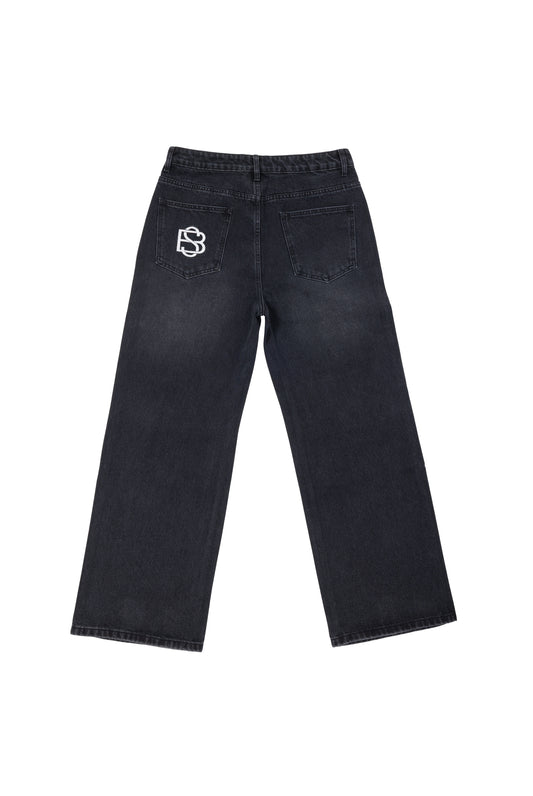 Ultra Baggy Rhinestone Denim- Black