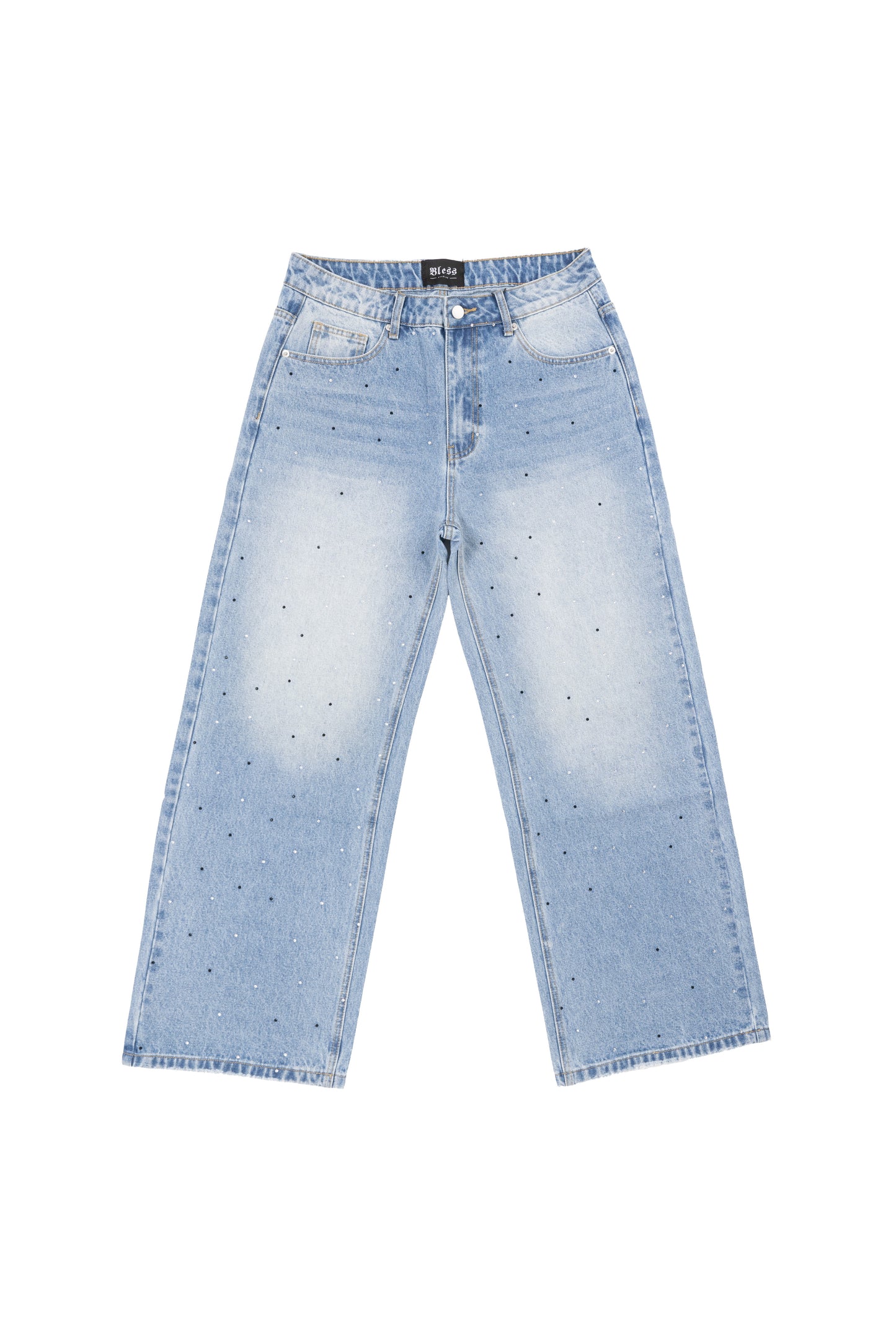 Ultra Baggy Rhinestone Denim- Blue jeans