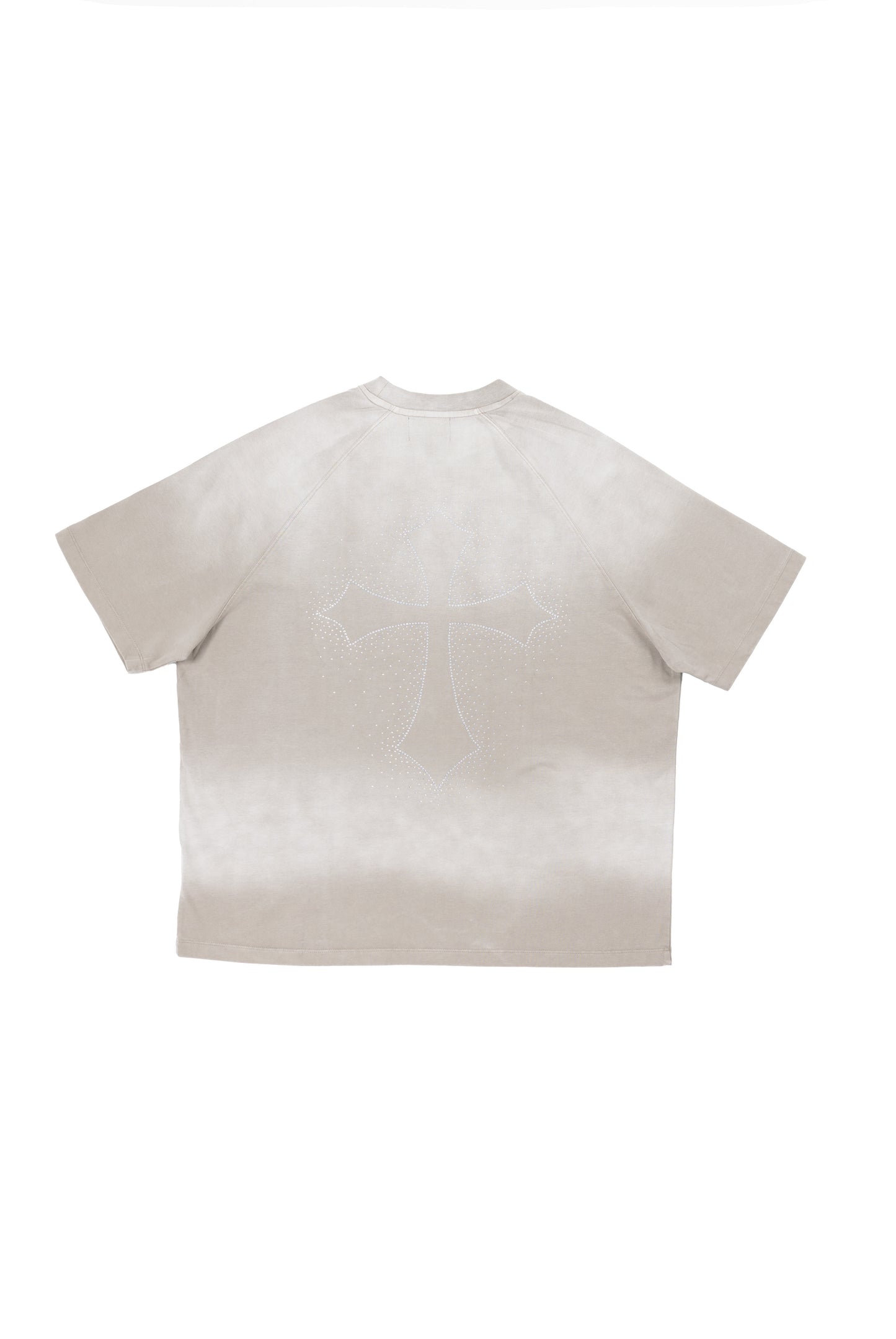 T-shirt Rhinestone Cross - Washed Grey