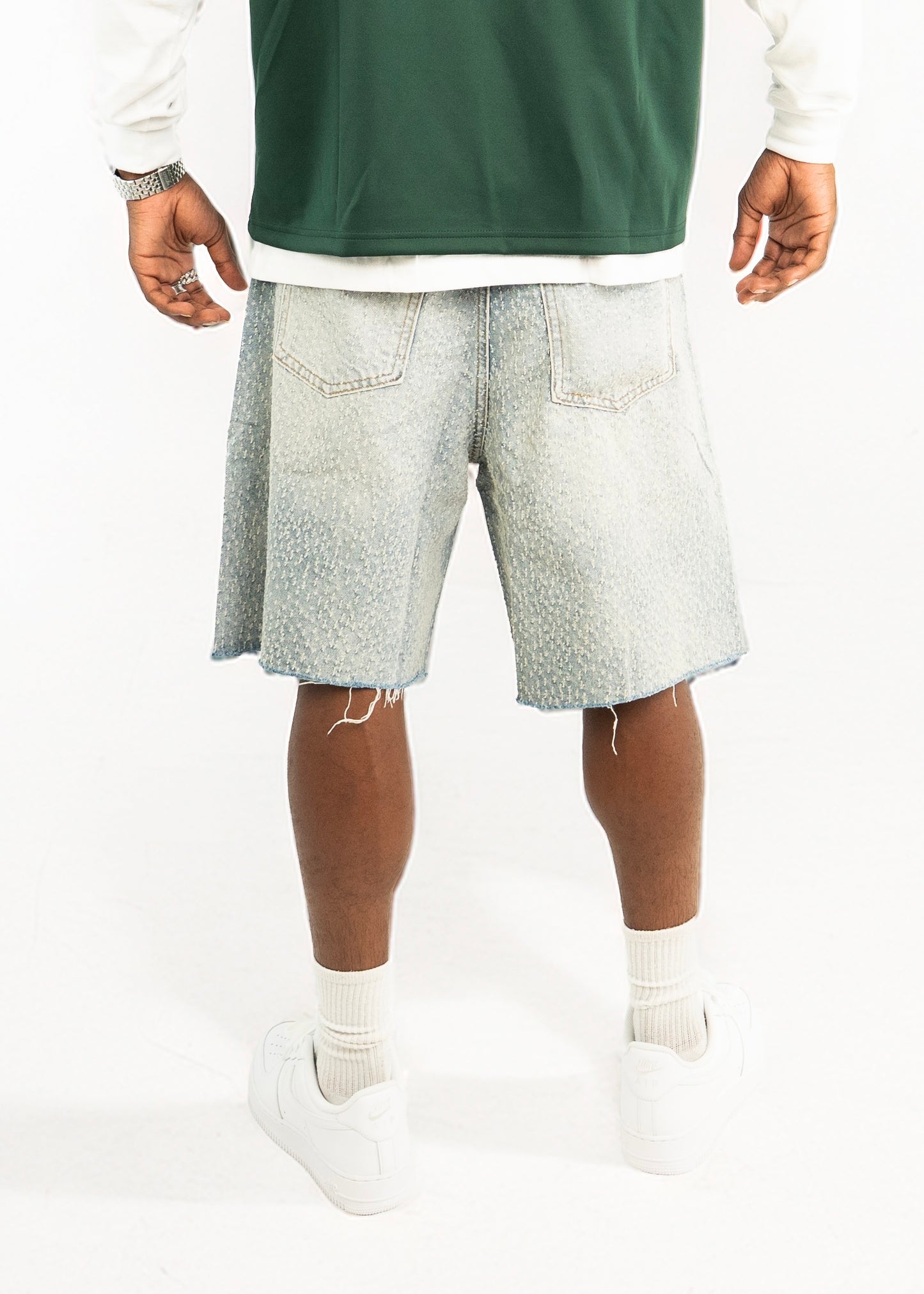 Full Rips Denim Short - Blue