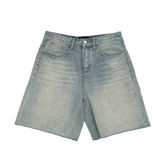 Full Rips Denim Short - Blue