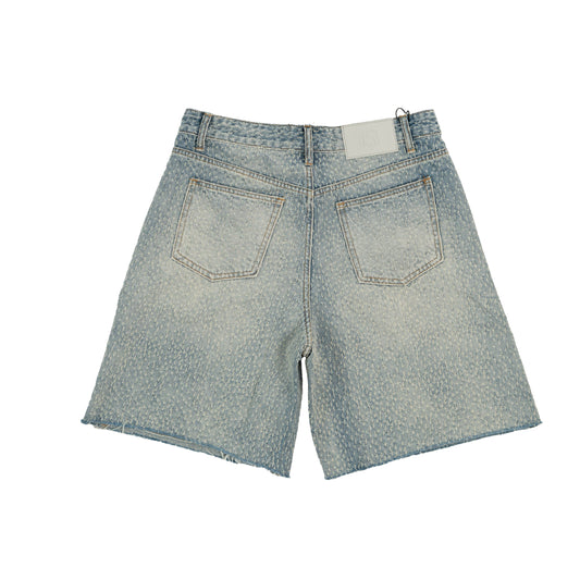 Full Rips Denim Short - Blue