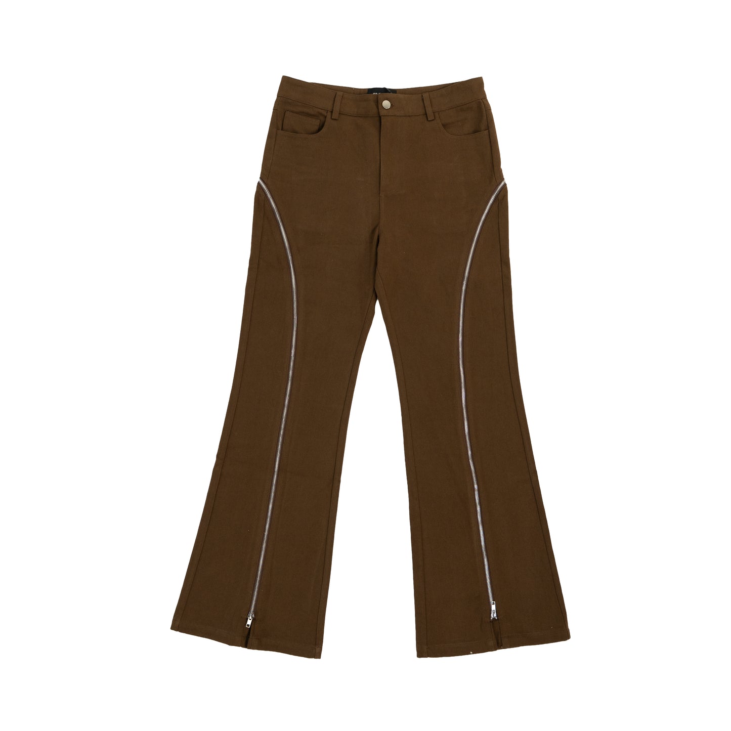 Zipper Flare Denim - Brown