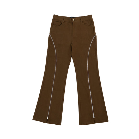 Zipper Flare Denim - Brown