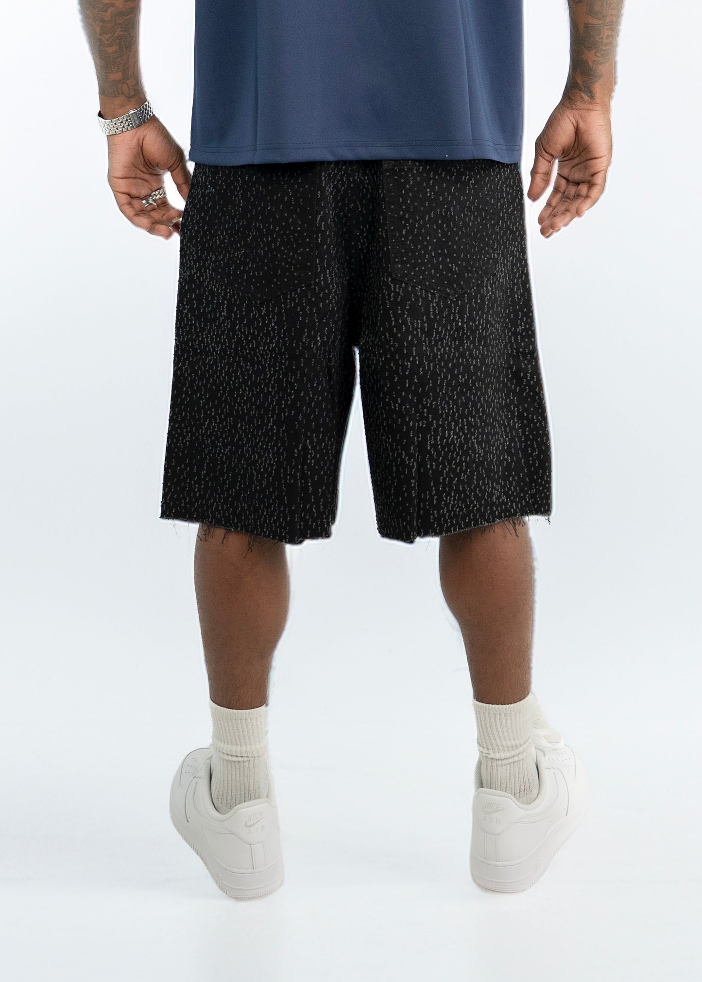 Full Rips Denim Short - Black
