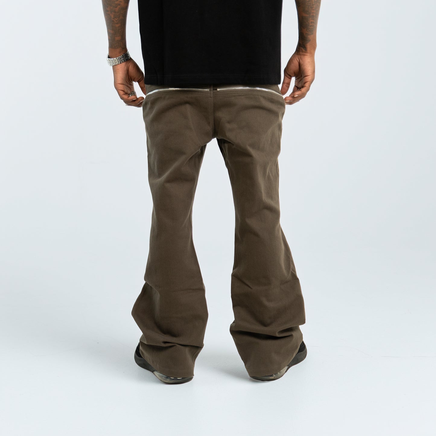 Zipper Flare Denim - Dark Gray