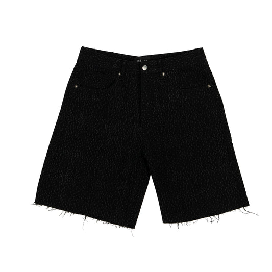 Full Rips Denim Short - Black